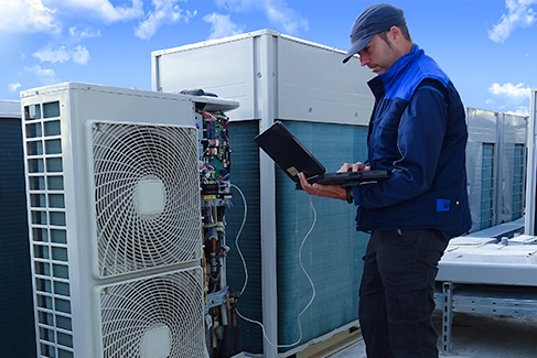 CML team member analyzing HVAC system.